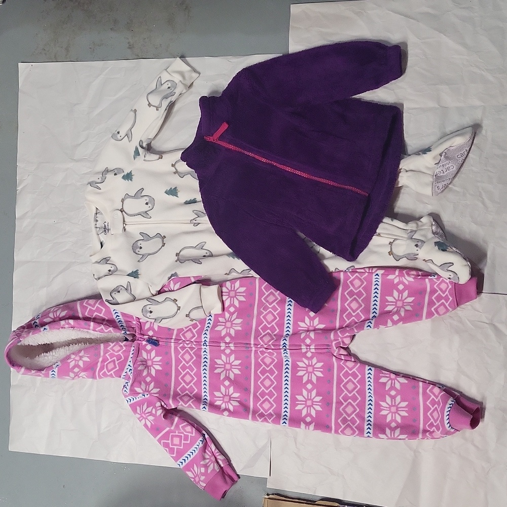3 pc baby girl 18M clothing lot purple jacket the children's place footie pjs